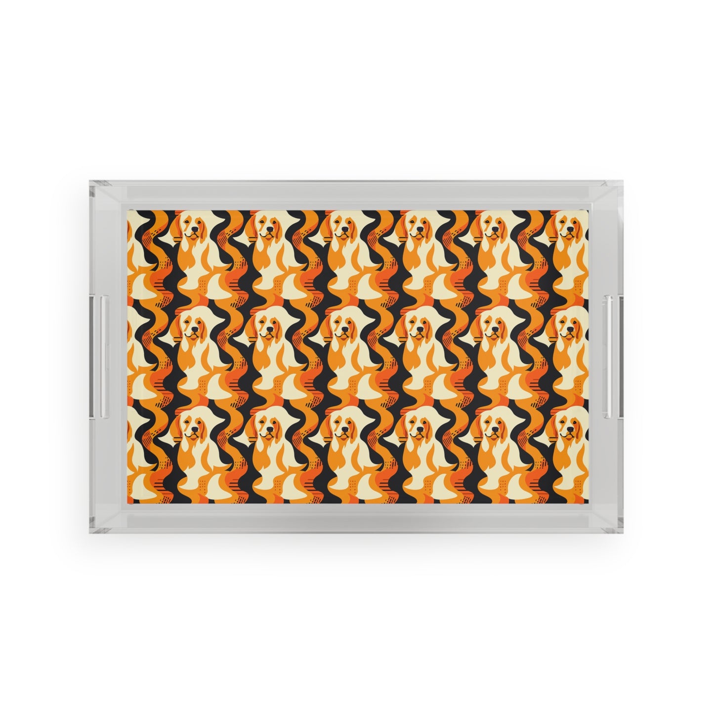 Golden Woof Abstract Glamour Acrylic Serving Tray