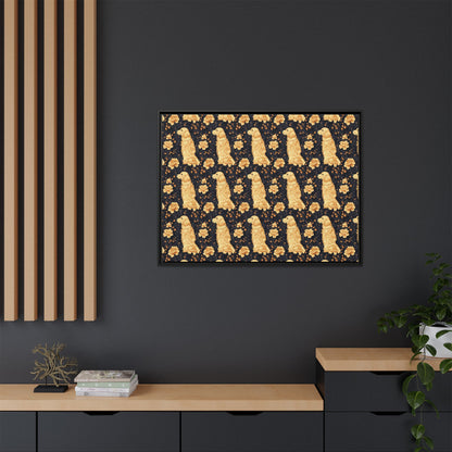 Golden Paws Floral Frenchie Matte Canvas, Framed