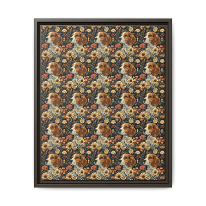 Beagle Blossoms Matte Canvas, Framed