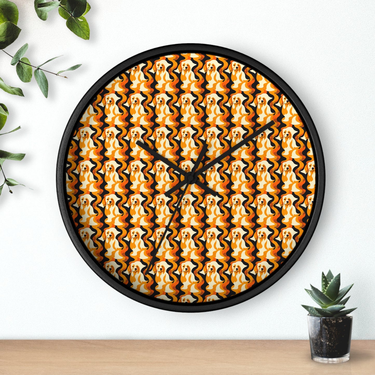 Golden Woof Abstract Glamour Wall Clock