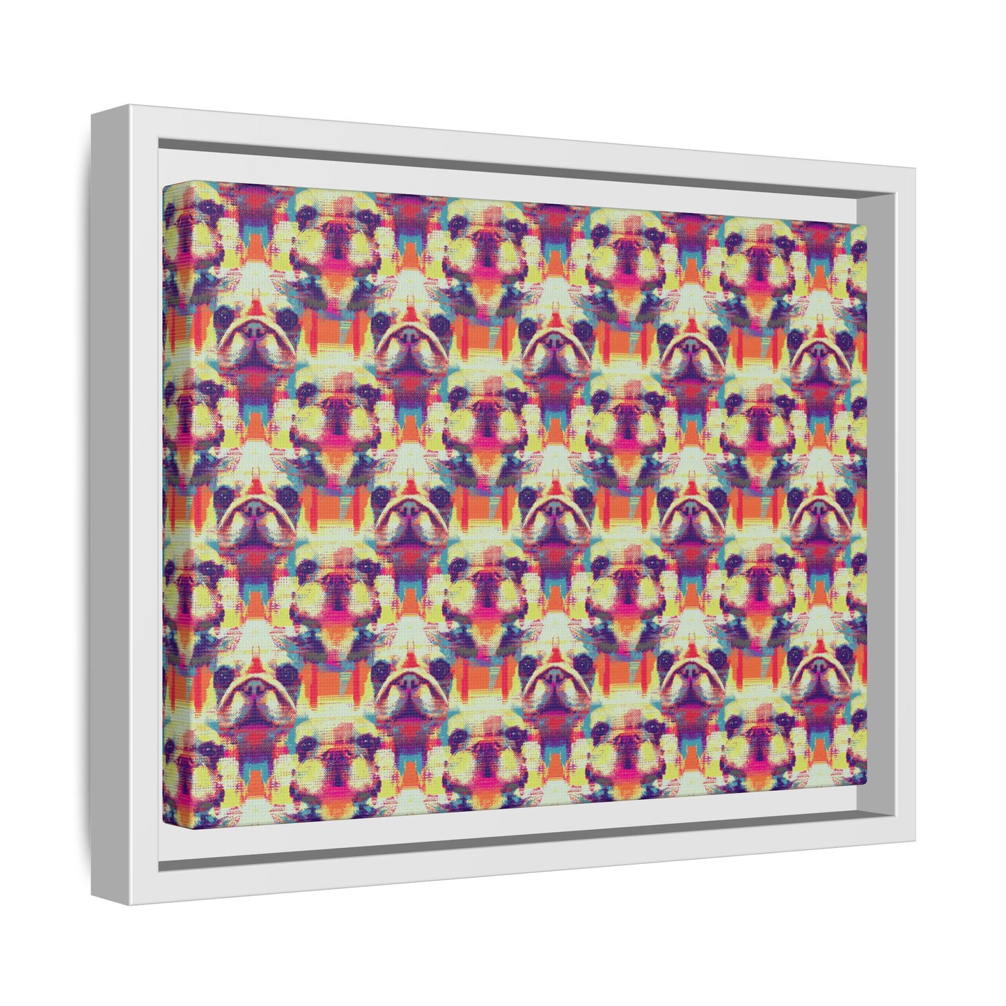 Glitchy Bulldog Blitz Matte Canvas, Framed