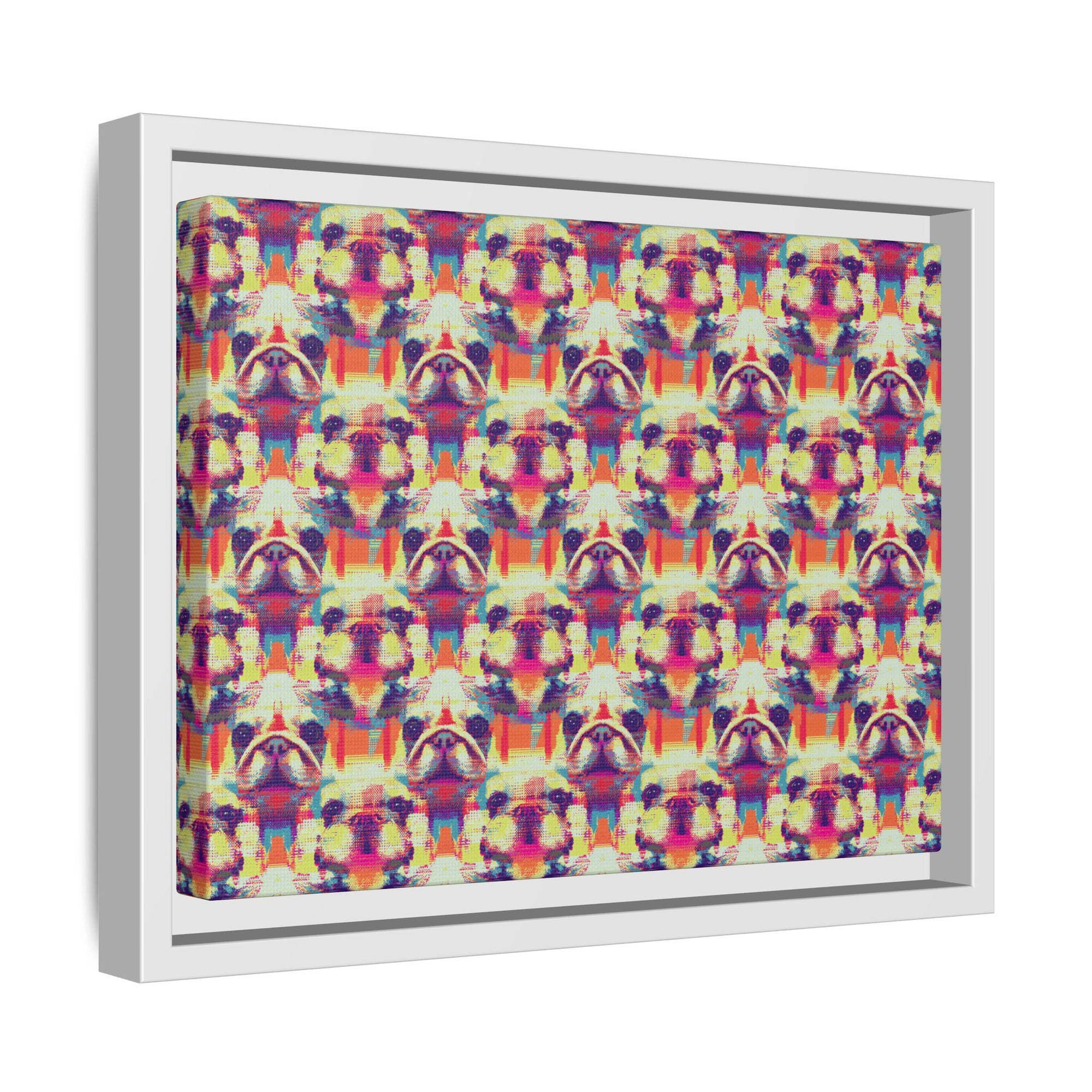 Glitchy Bulldog Blitz Matte Canvas, Framed