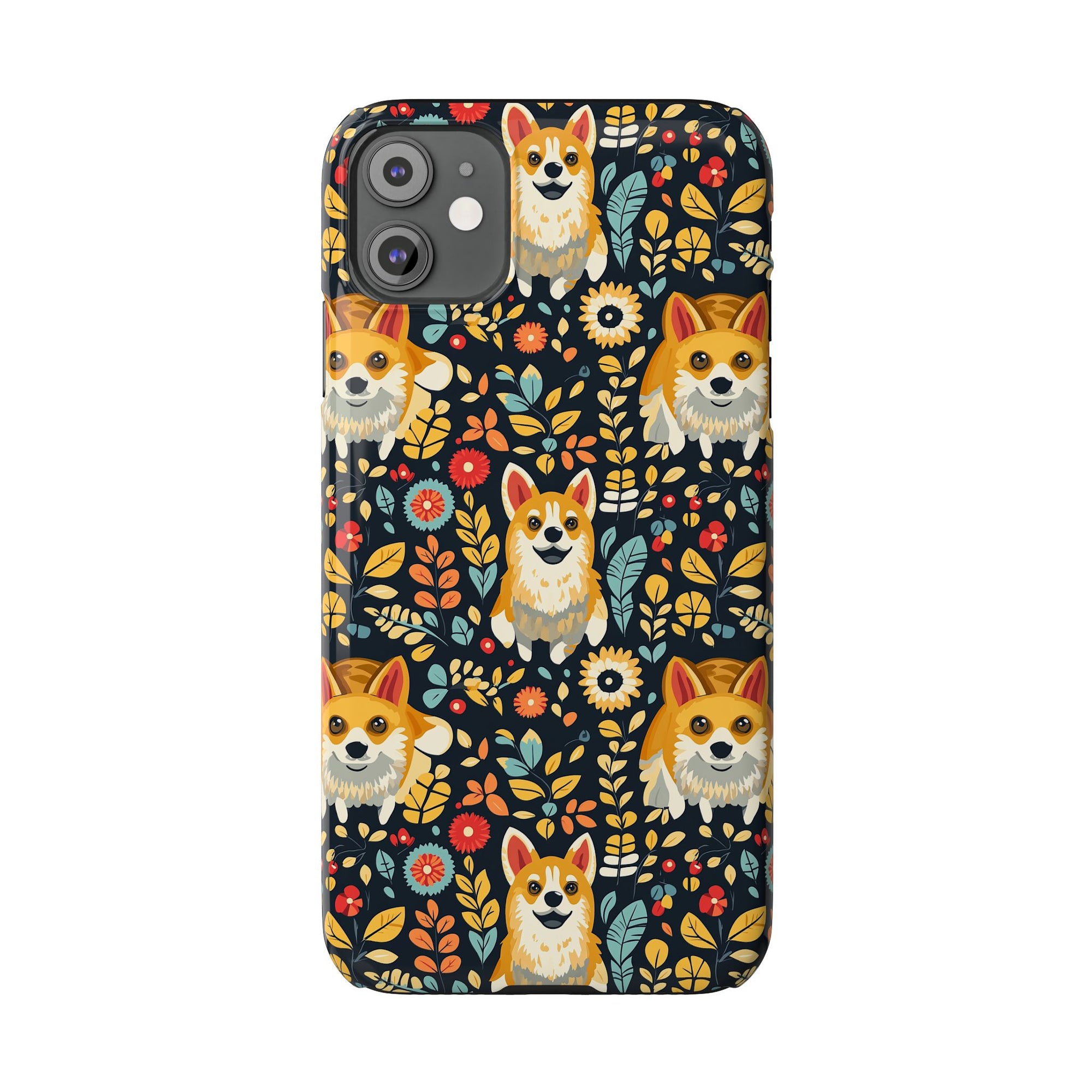 Corgi Rainbow Vine Dream Slim Phone Cases