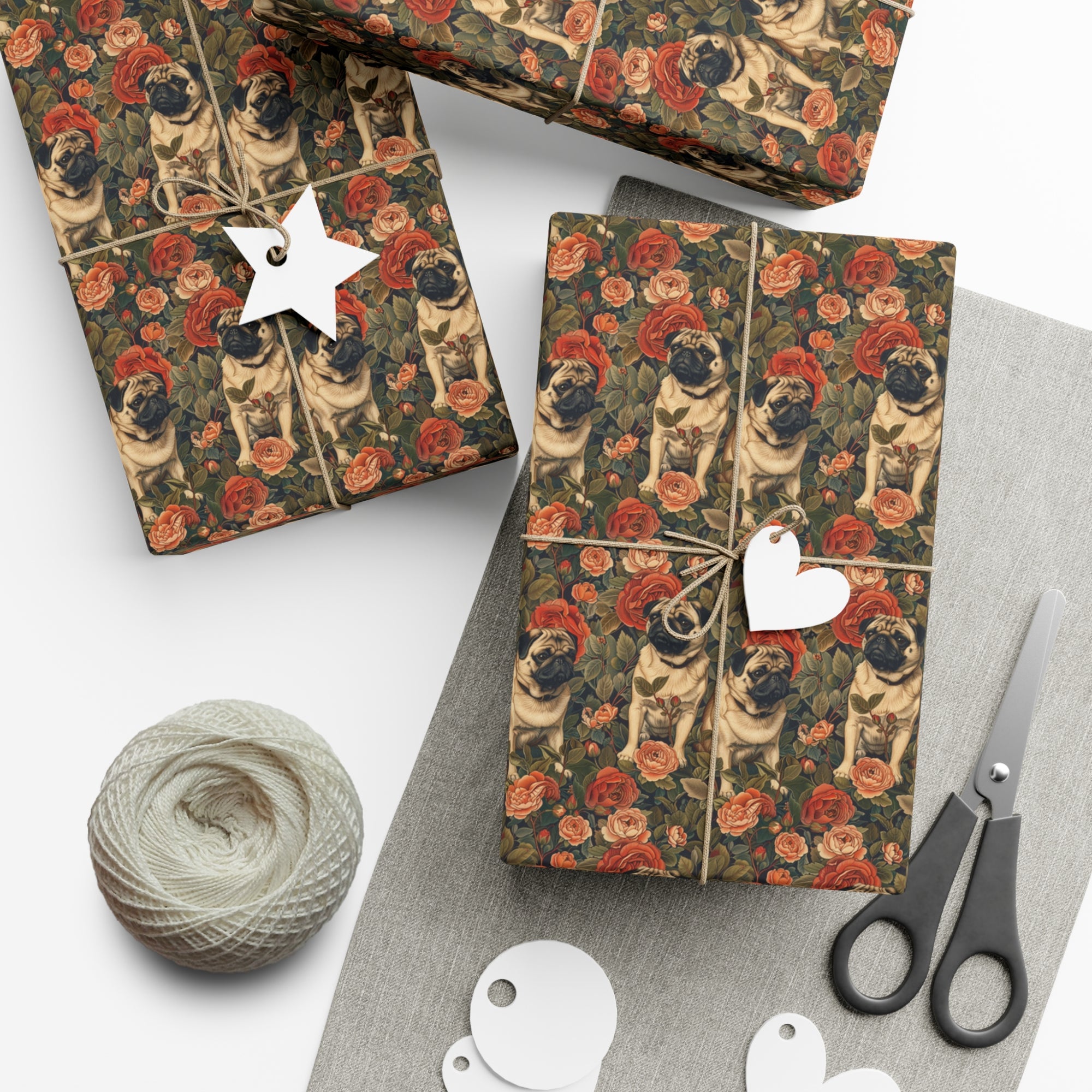 Blooming Pug Paradise Gift Wrap Papers