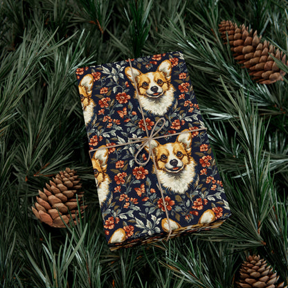 Floofy Corgi Blossom Blast Gift Wrap Papers