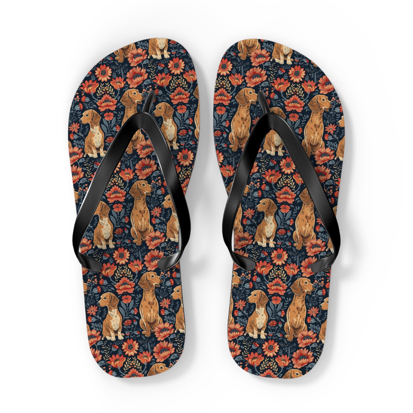 Floral Pawsome Dachsund Delight Flip Flops