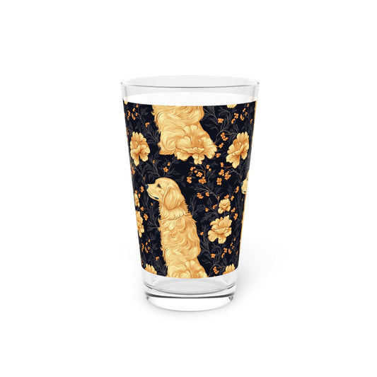 Golden Paws Floral Frenchie Pint Glass