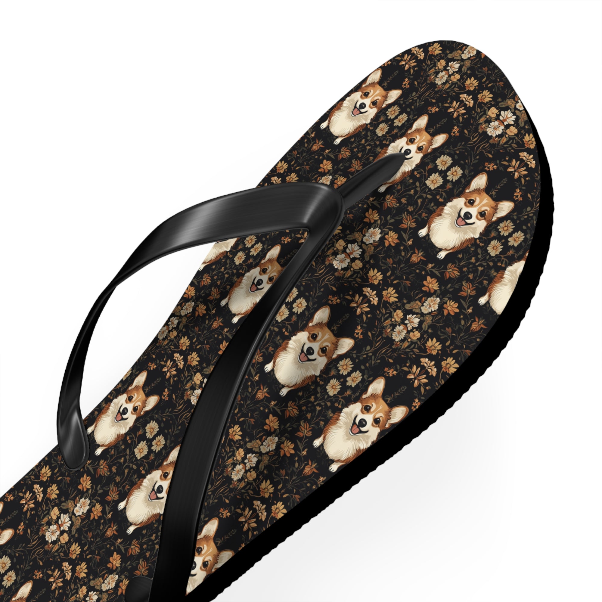 Nighttime Corgi Glow Stride Flip Flops