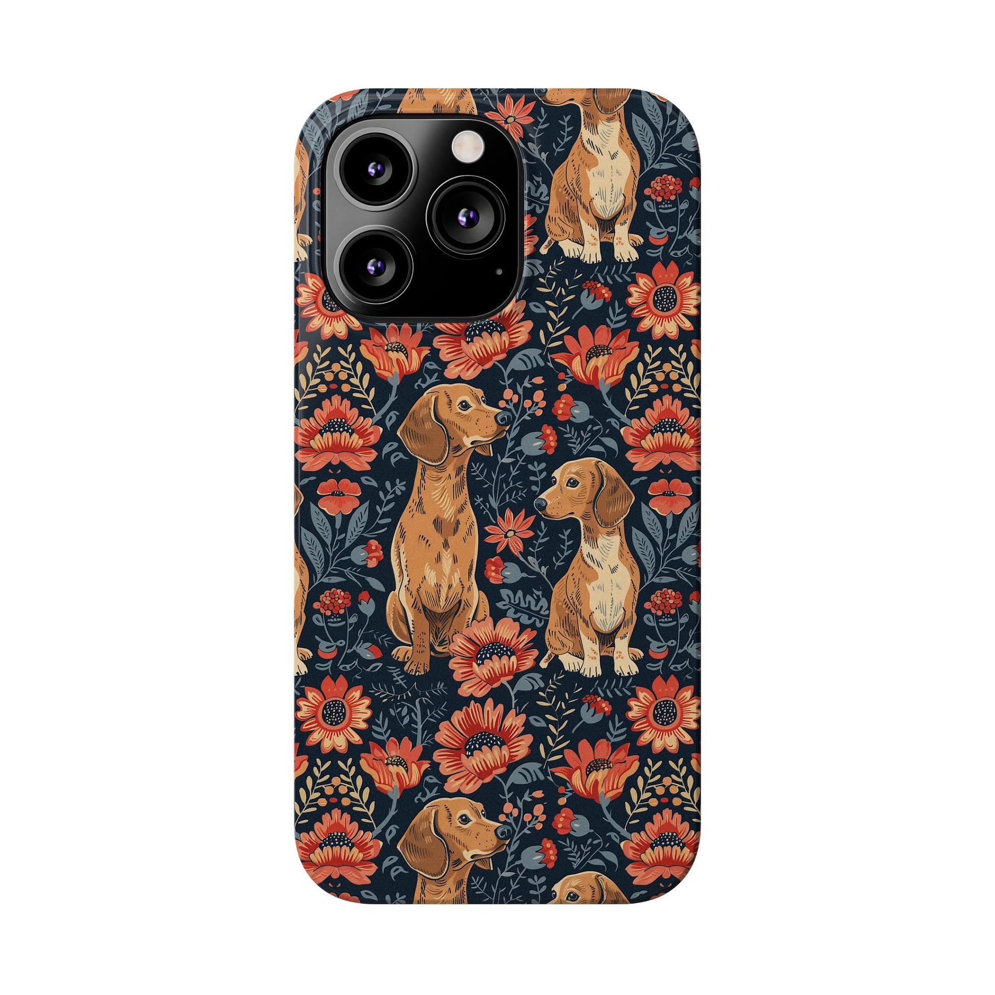 Floral Pawsome Dachsund Delight Slim Phone Cases