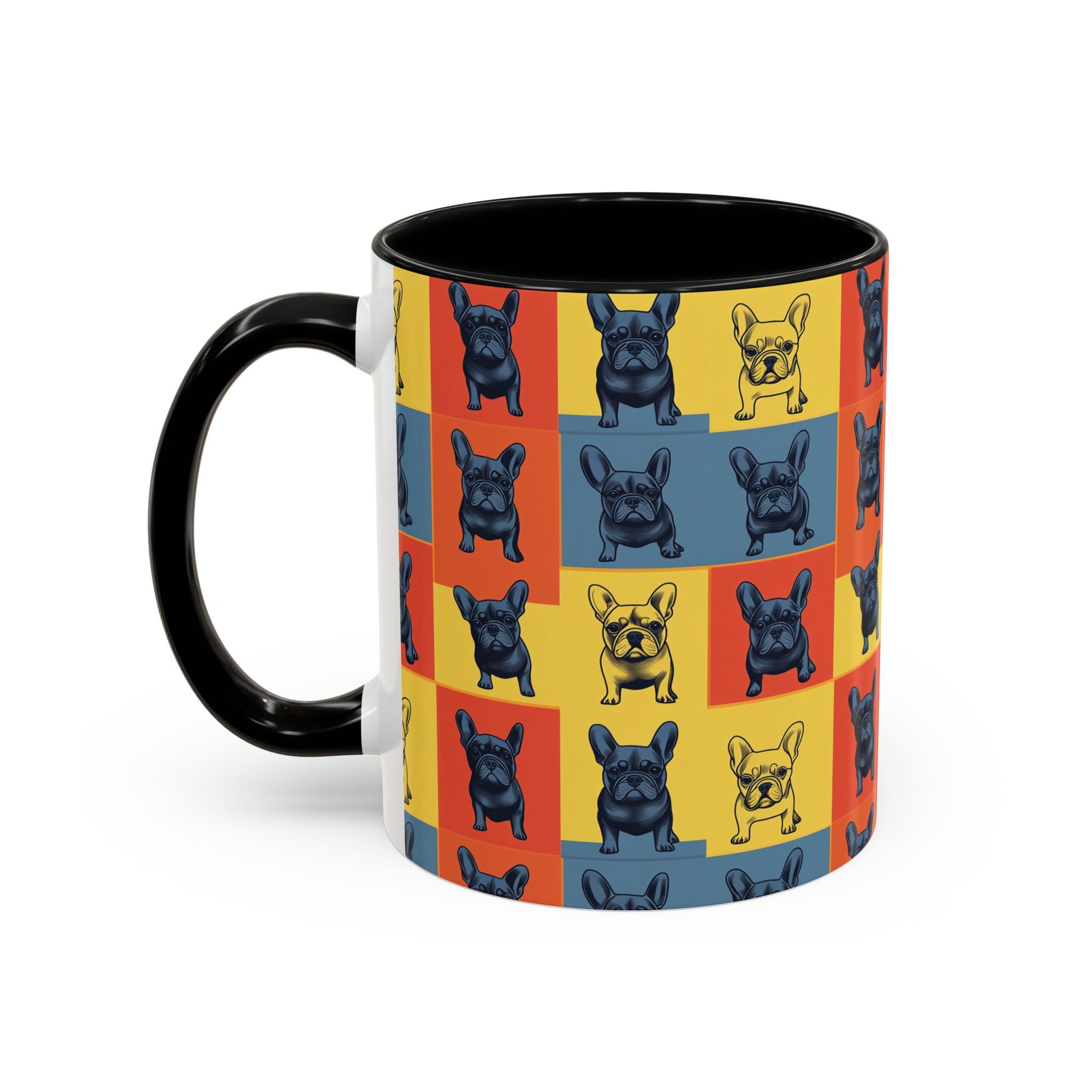 Frenchie Pop Art Pawfection Grid Accent Coffee Mug