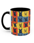 Frenchie Pop Art Pawfection Grid Accent Coffee Mug