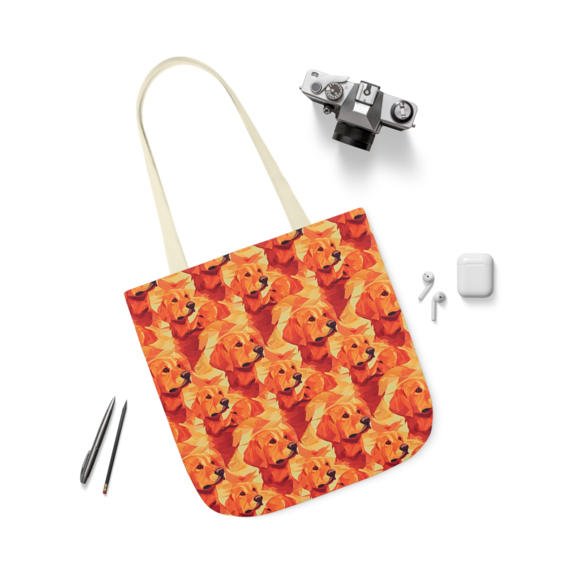 Golden Glamour Paws Canvas Tote Bag