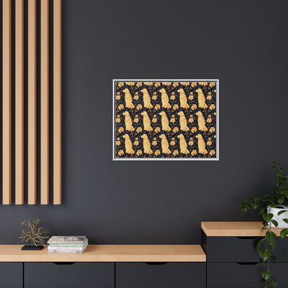 Golden Paws Floral Frenchie Matte Canvas, Framed