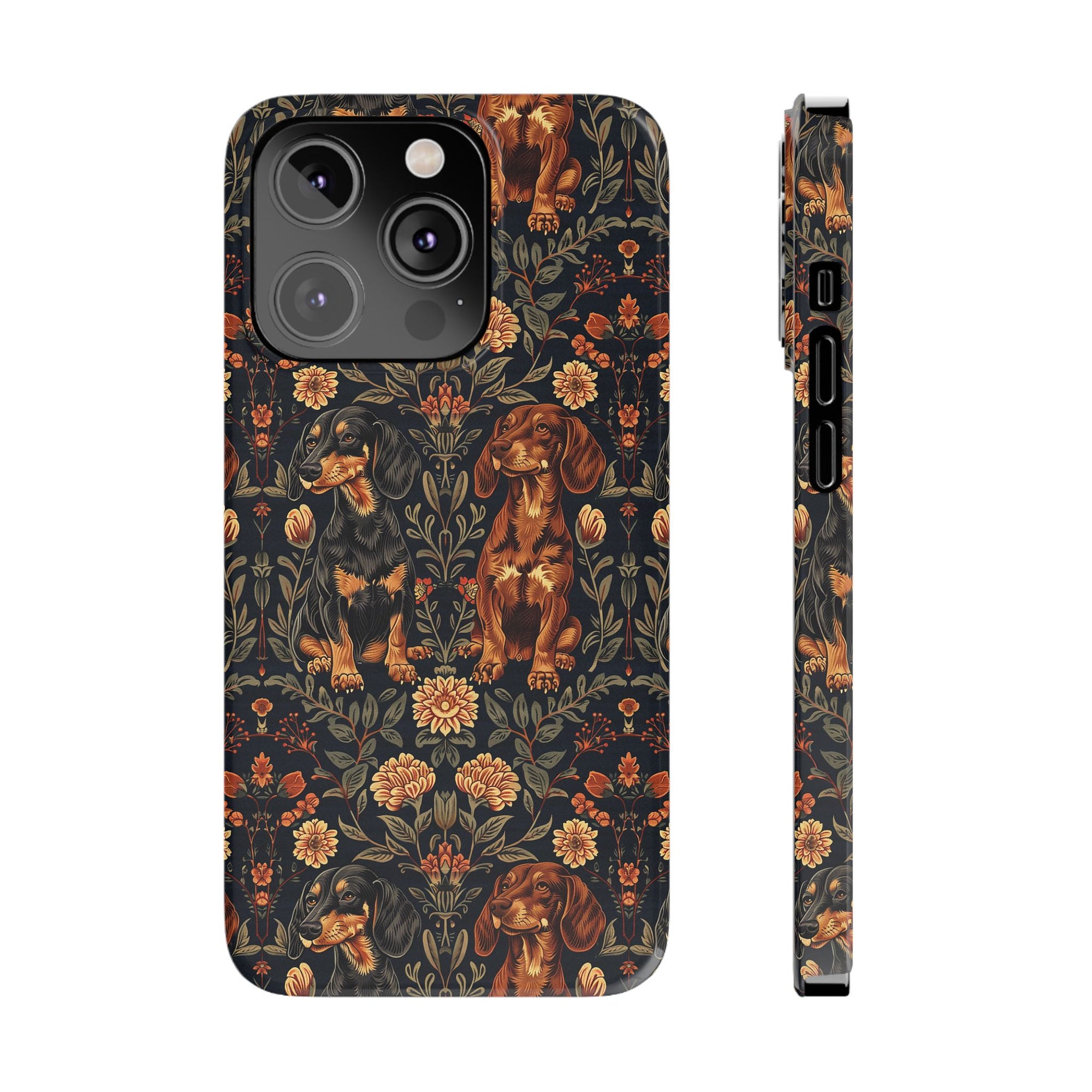 Dapper Dachshund Embroidery Elegance Slim Phone Cases