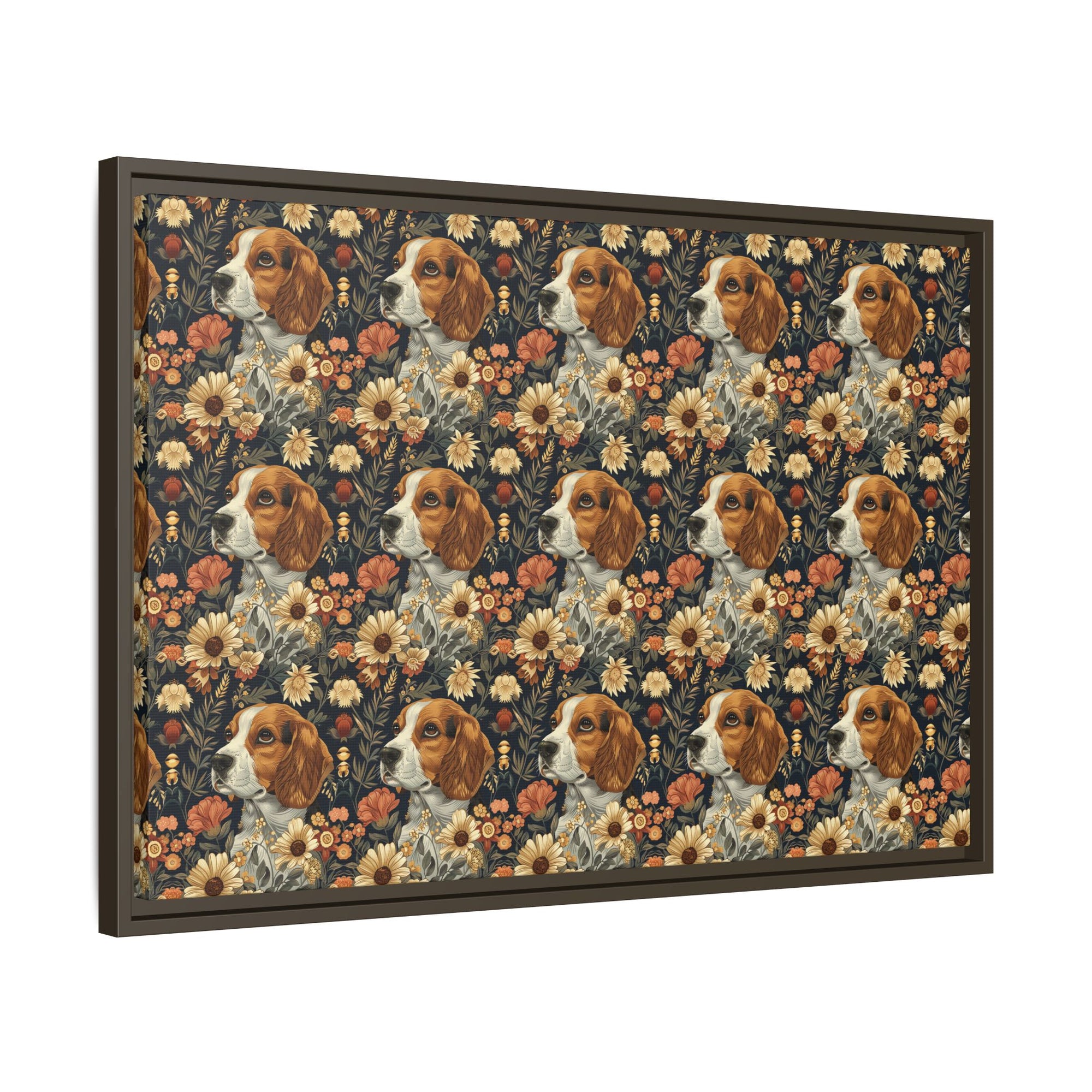 Beagle Blossoms Matte Canvas, Framed