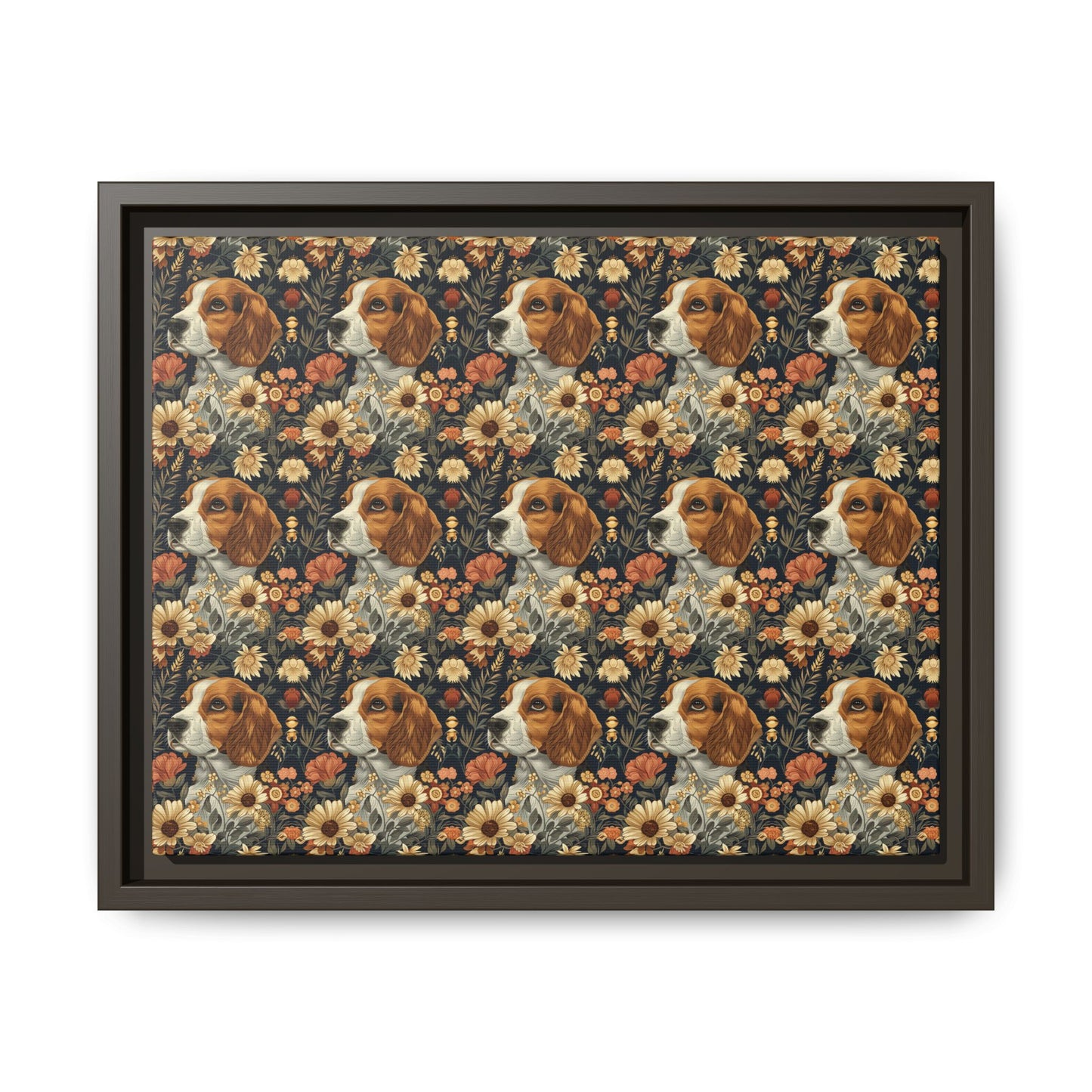 Beagle Blossoms Matte Canvas, Framed