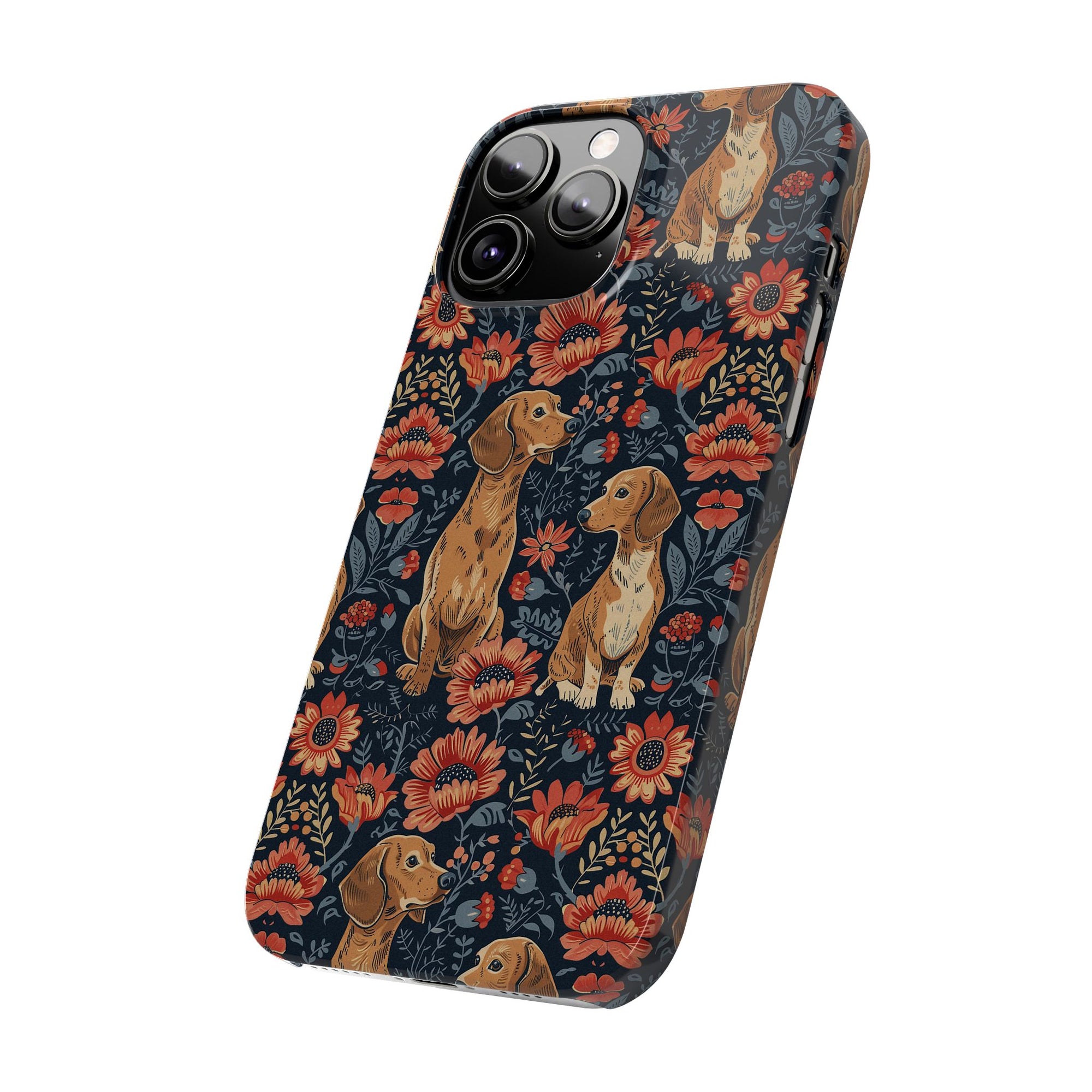 Floral Pawsome Dachsund Delight Slim Phone Cases