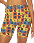 Frenchie Pop Art Pawfection Grid High Waisted Yoga Shorts