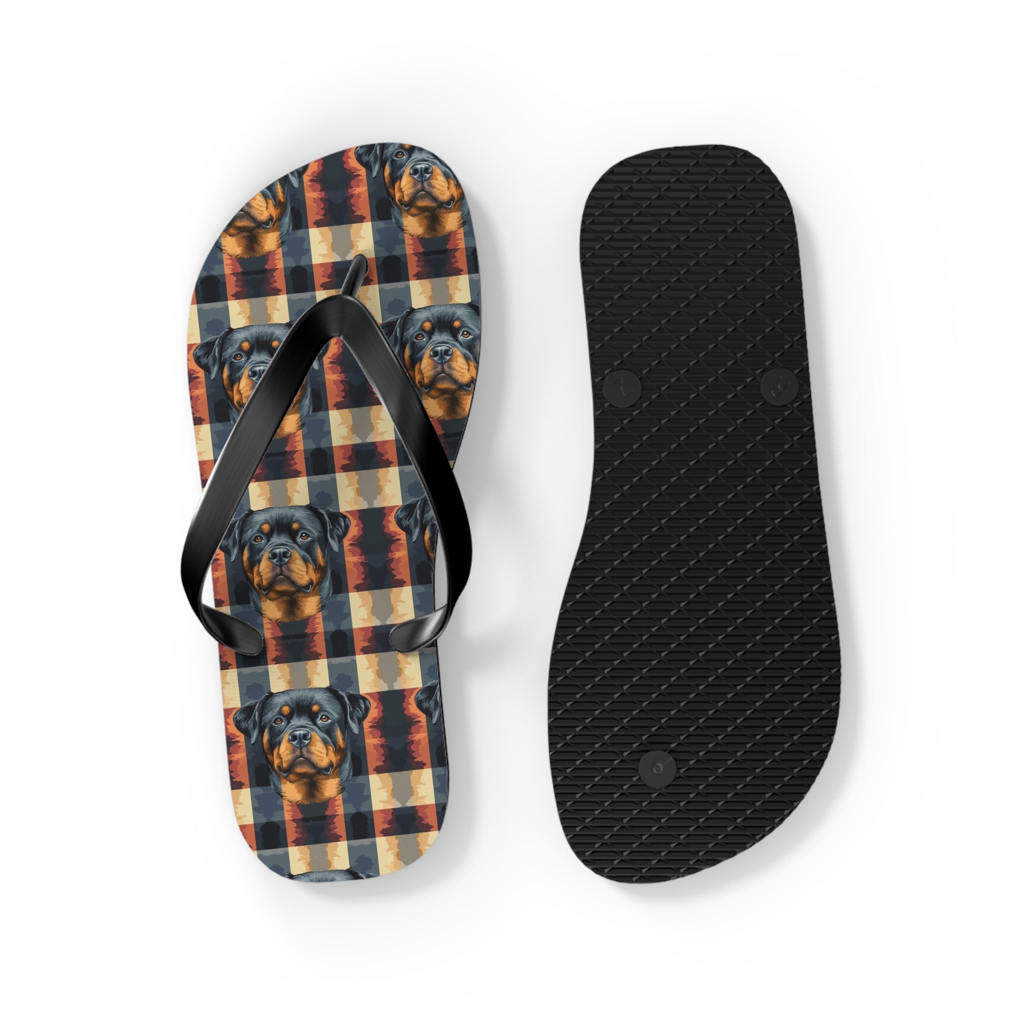 Pawsome Rottweiler Royalty Plaid Flip Flops