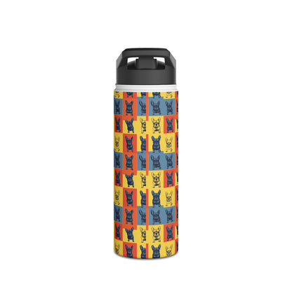 Frenchie Pop Art Pawfection Grid Stainless Steel Water Bottle