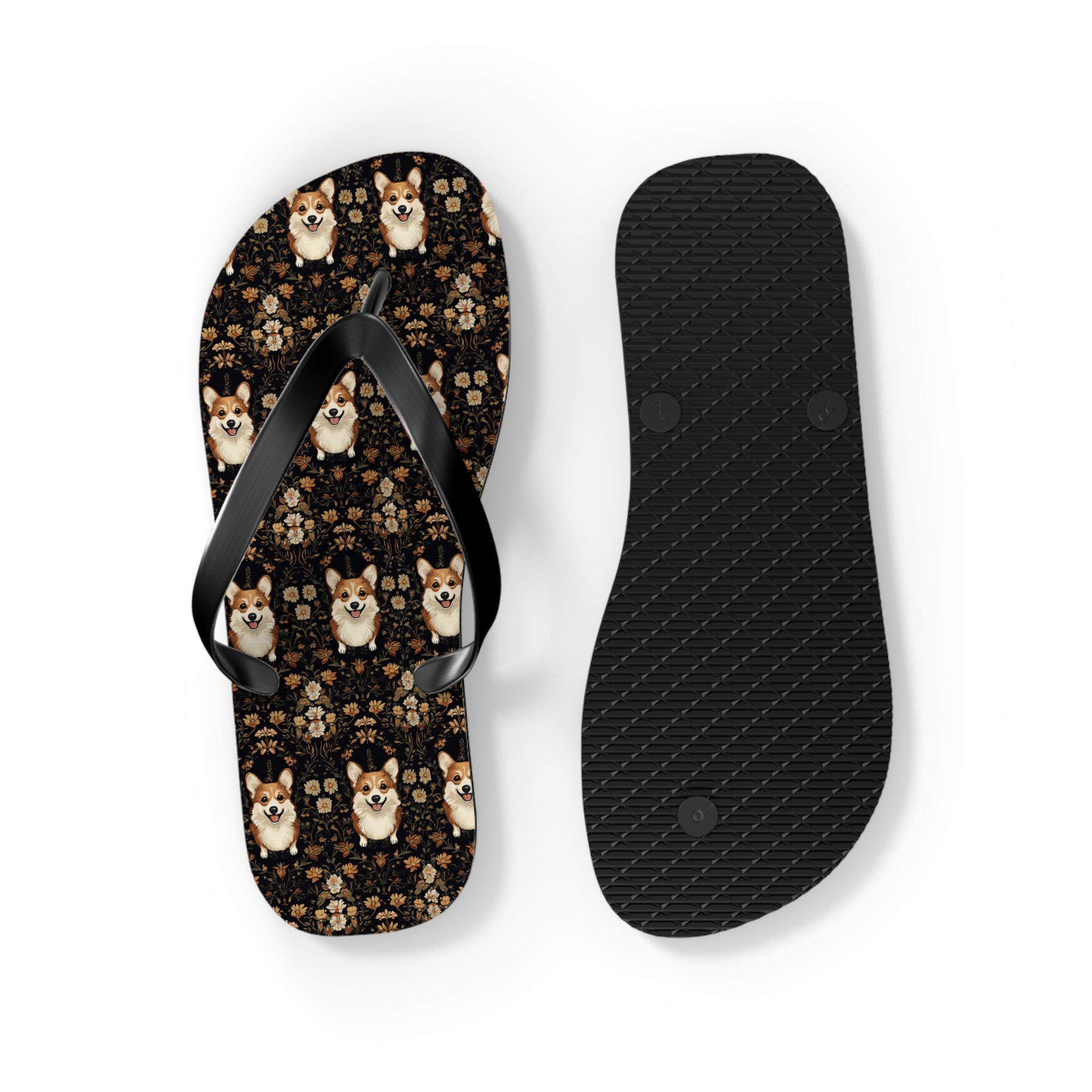 Nighttime Corgi Glow Stride Flip Flops