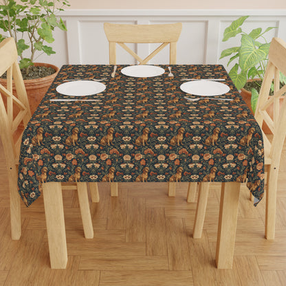 Dazzling Dachsund Blossoms & Foliage Tablecloth