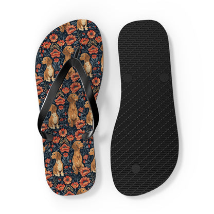 Floral Pawsome Dachsund Delight Flip Flops