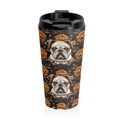 Bloomingly Bulldogistic Bouquet Stainless Steel Travel Mug