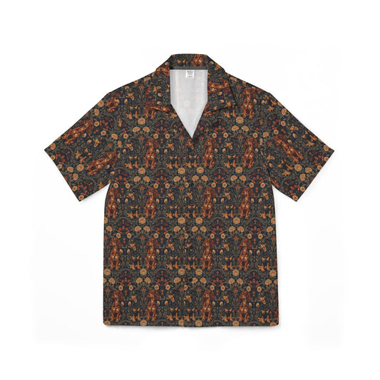 Dapper Dachshund Embroidery Elegance Men's Hawaiian Camp Shirt