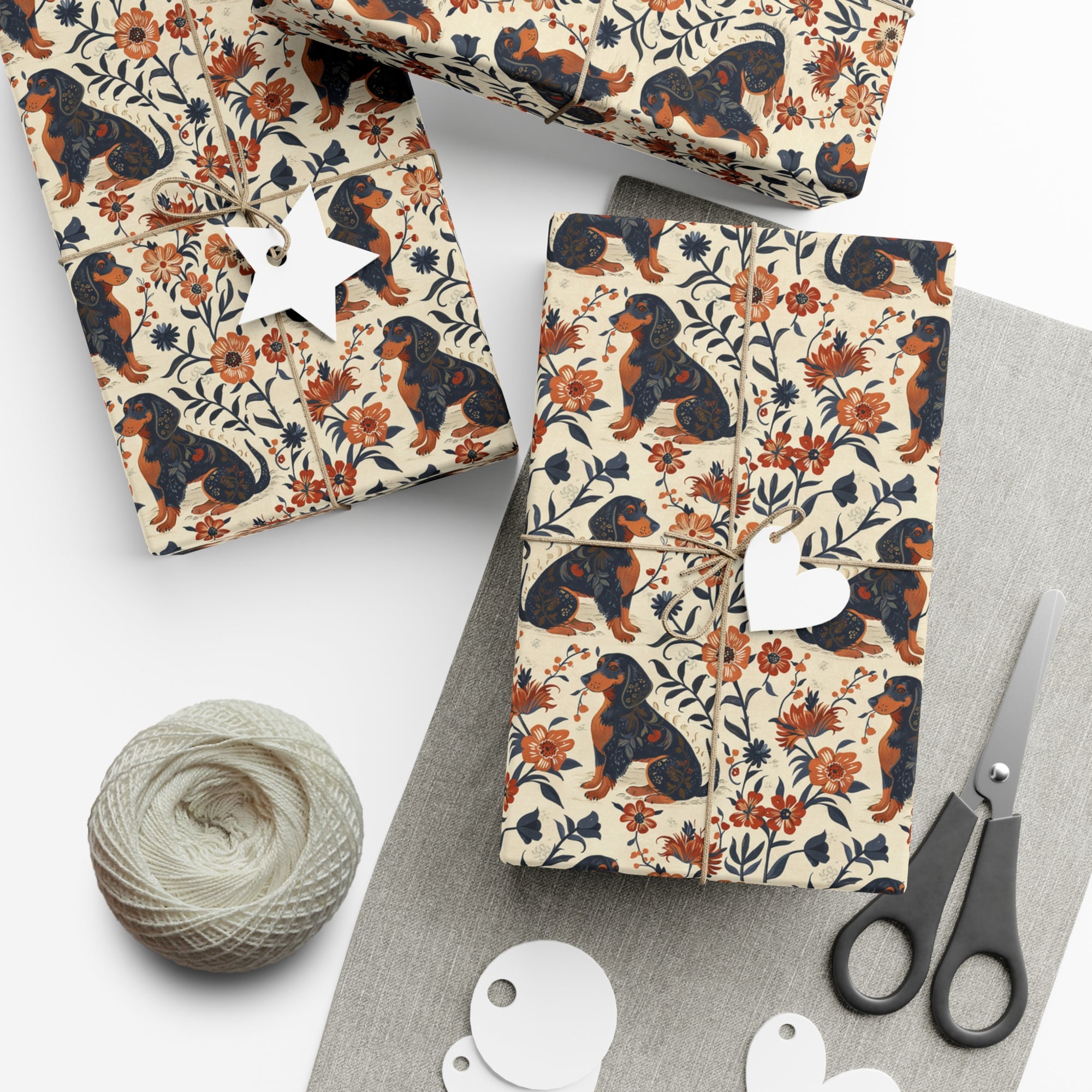 Blossoming Dachshunds Delight Gift Wrap Papers