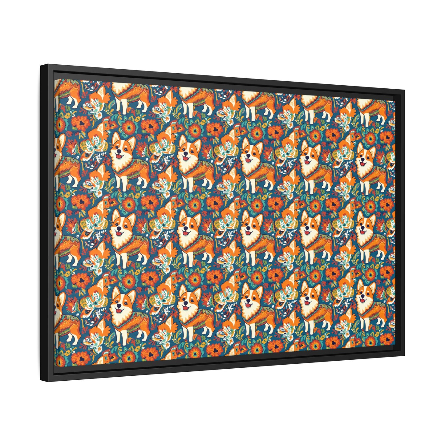 Corgi Carnival Couture Matte Canvas, Framed