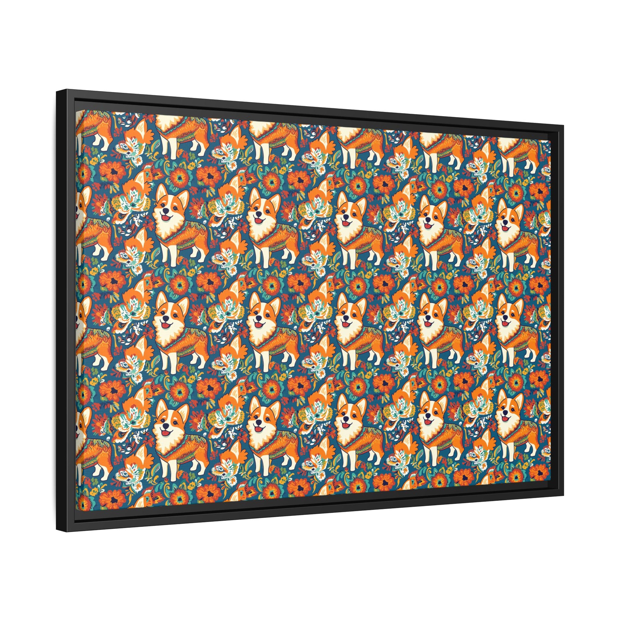 Corgi Carnival Couture Matte Canvas, Framed