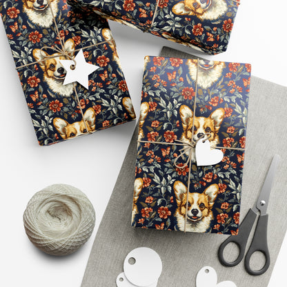 Floofy Corgi Blossom Blast Gift Wrap Papers