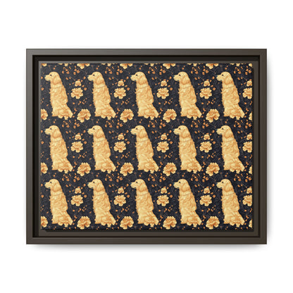 Golden Paws Floral Frenchie Matte Canvas, Framed