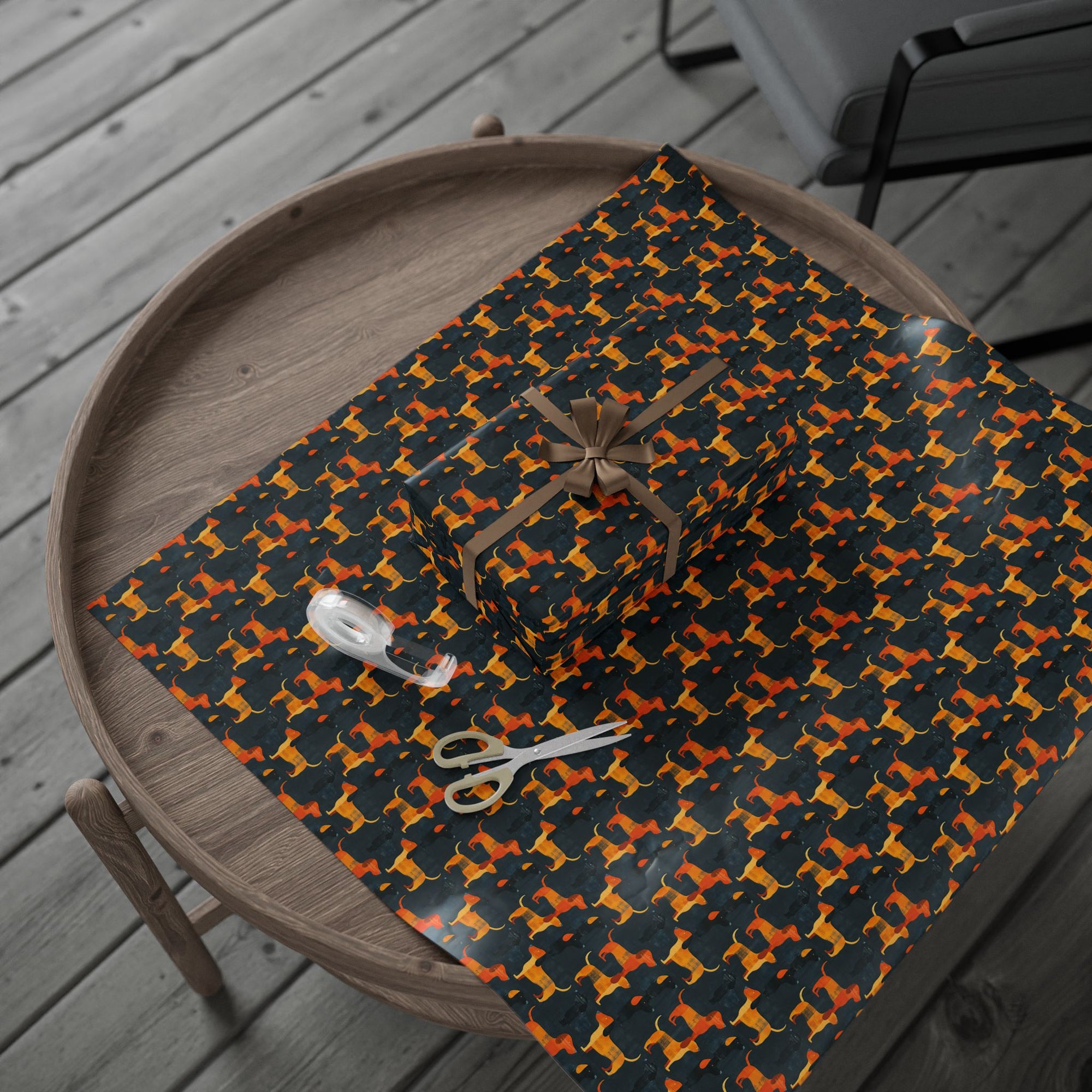 Dapper Dachshund Noir Glow Wrapping Paper