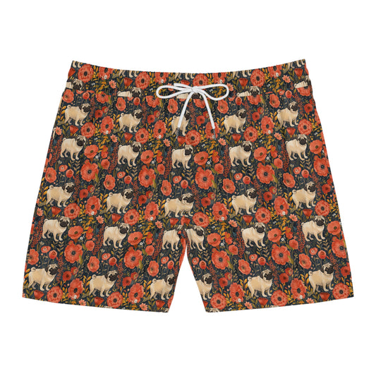 Pug Paradise Playpen Men's Mid-Length Swim Shorts