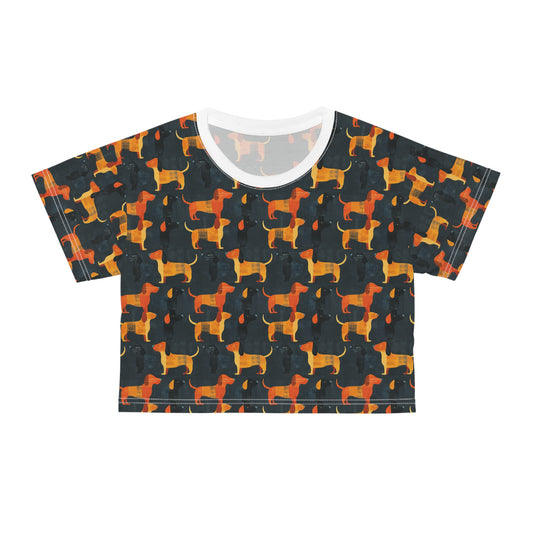 Dapper Dachshund Noir Glow Crop Tee