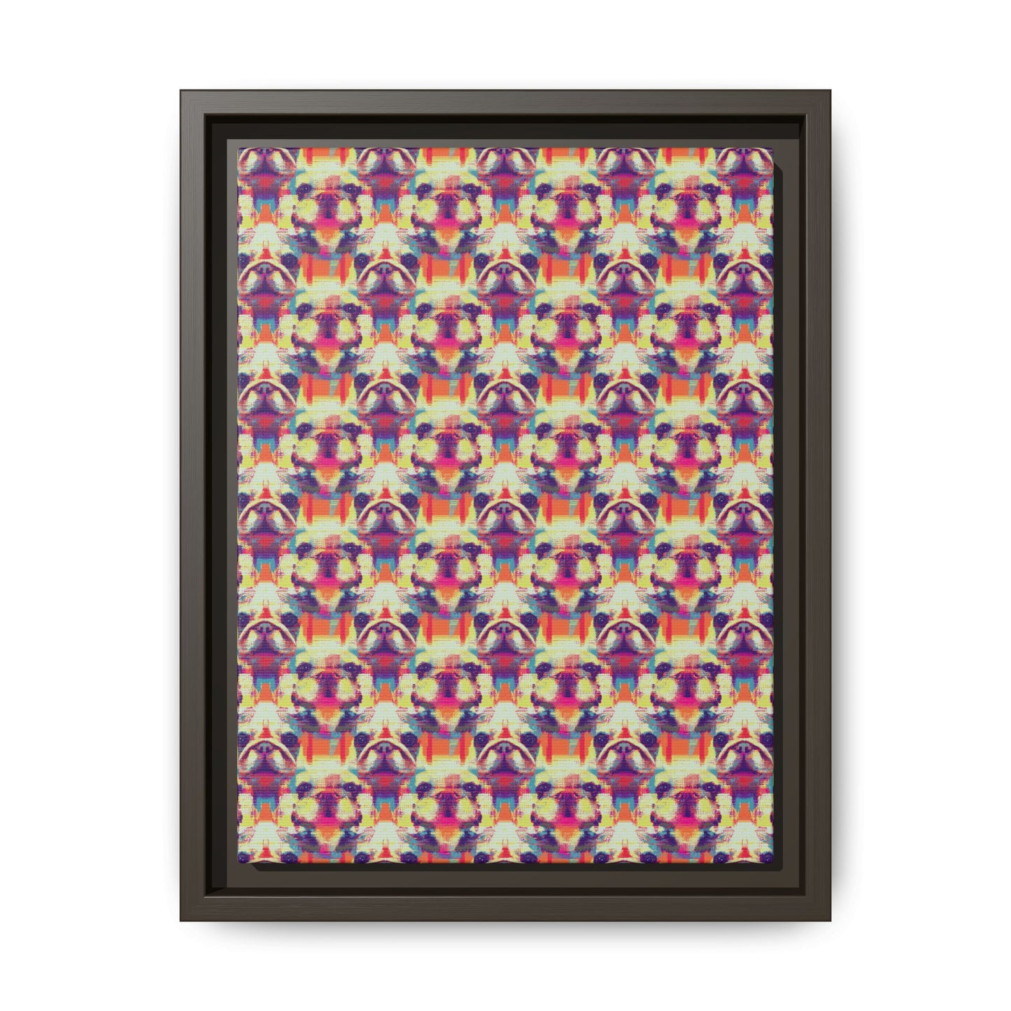 Glitchy Bulldog Blitz Matte Canvas, Framed