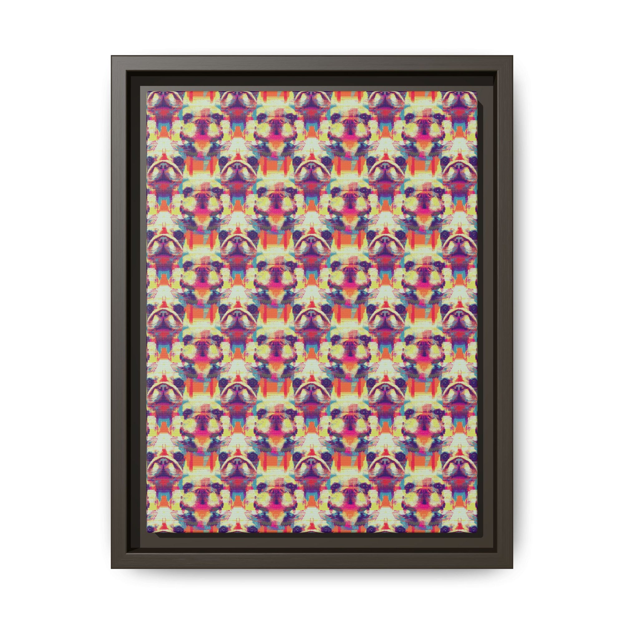 Glitchy Bulldog Blitz Matte Canvas, Framed