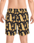 Golden Paws Floral Frenchie Men's Mid-Length Swim Shorts