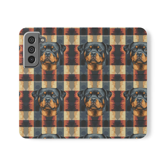 Pawsome Rottweiler Royalty Plaid Flip Cases