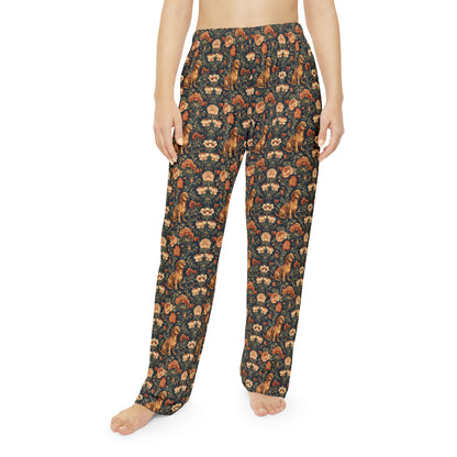 Dazzling Dachsund Blossoms & Foliage Women's Pajama Pants