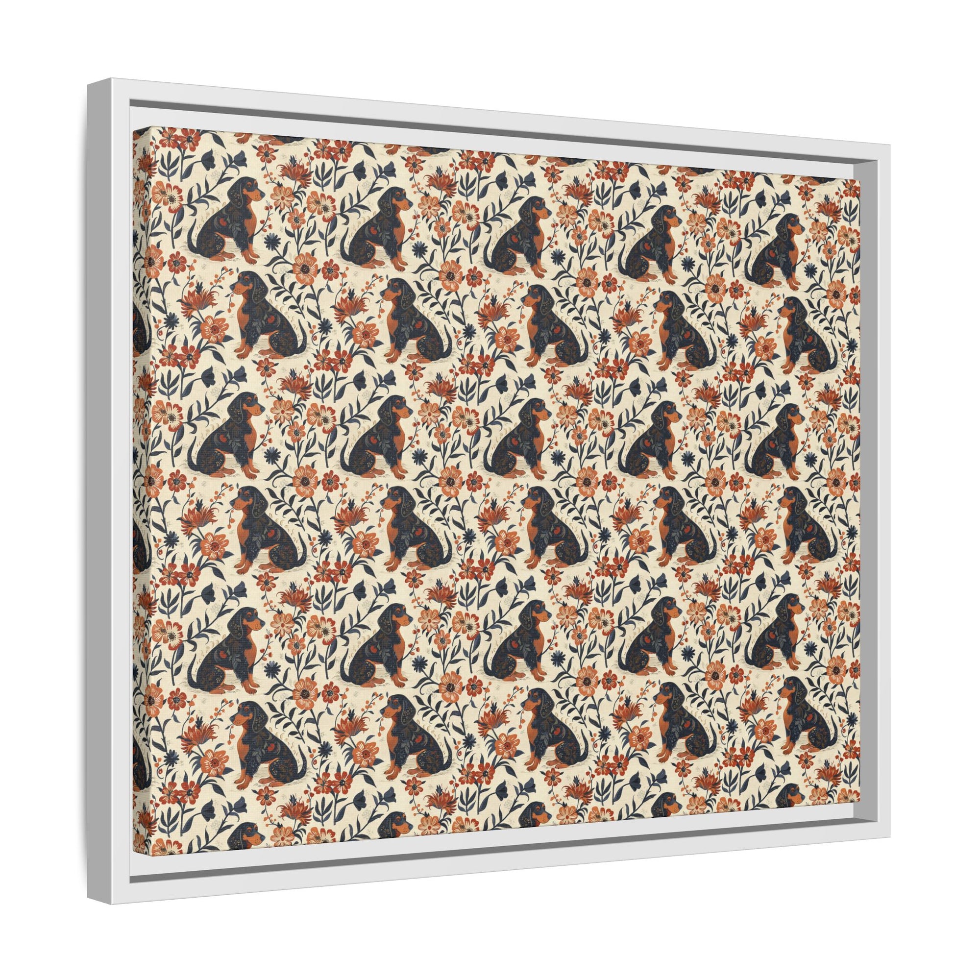 Blossoming Dachshunds Delight Matte Canvas, Framed