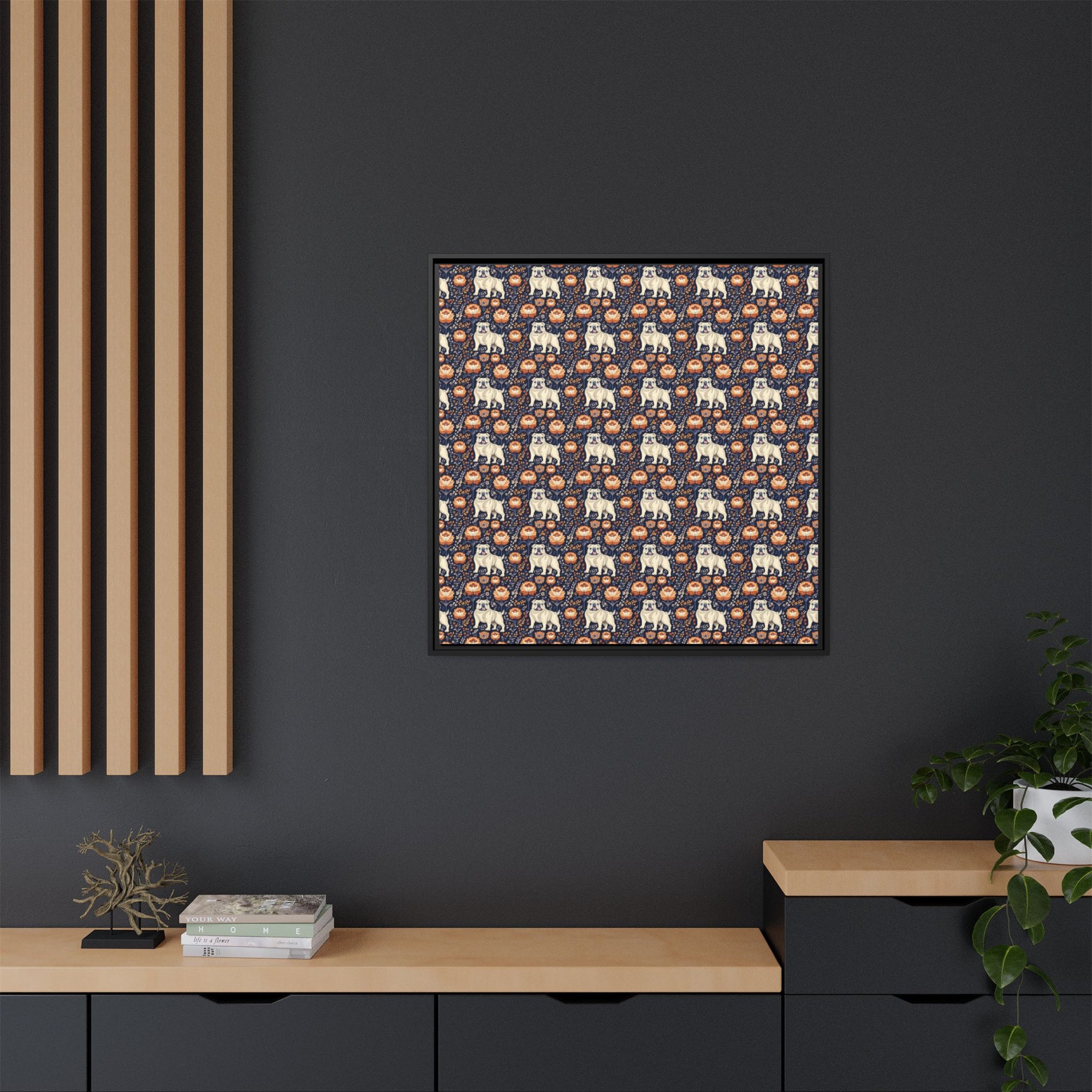 Bulldog Blossom Bonanza Matte Canvas, Framed