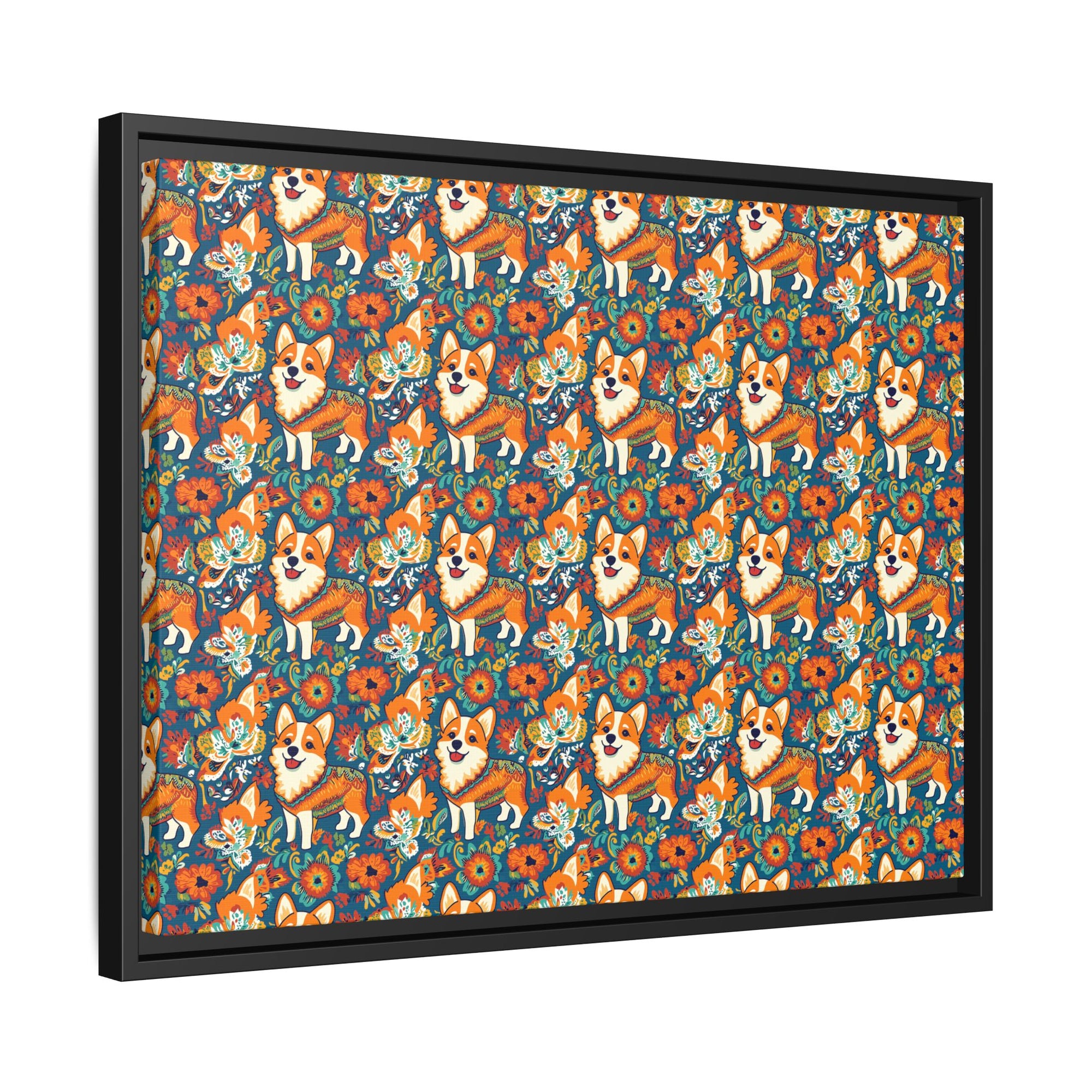 Corgi Carnival Couture Matte Canvas, Framed