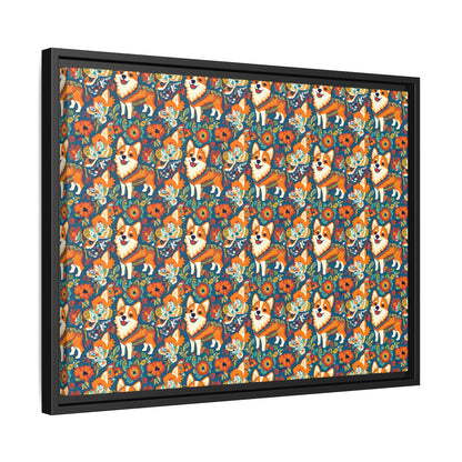 Corgi Carnival Couture Matte Canvas, Framed