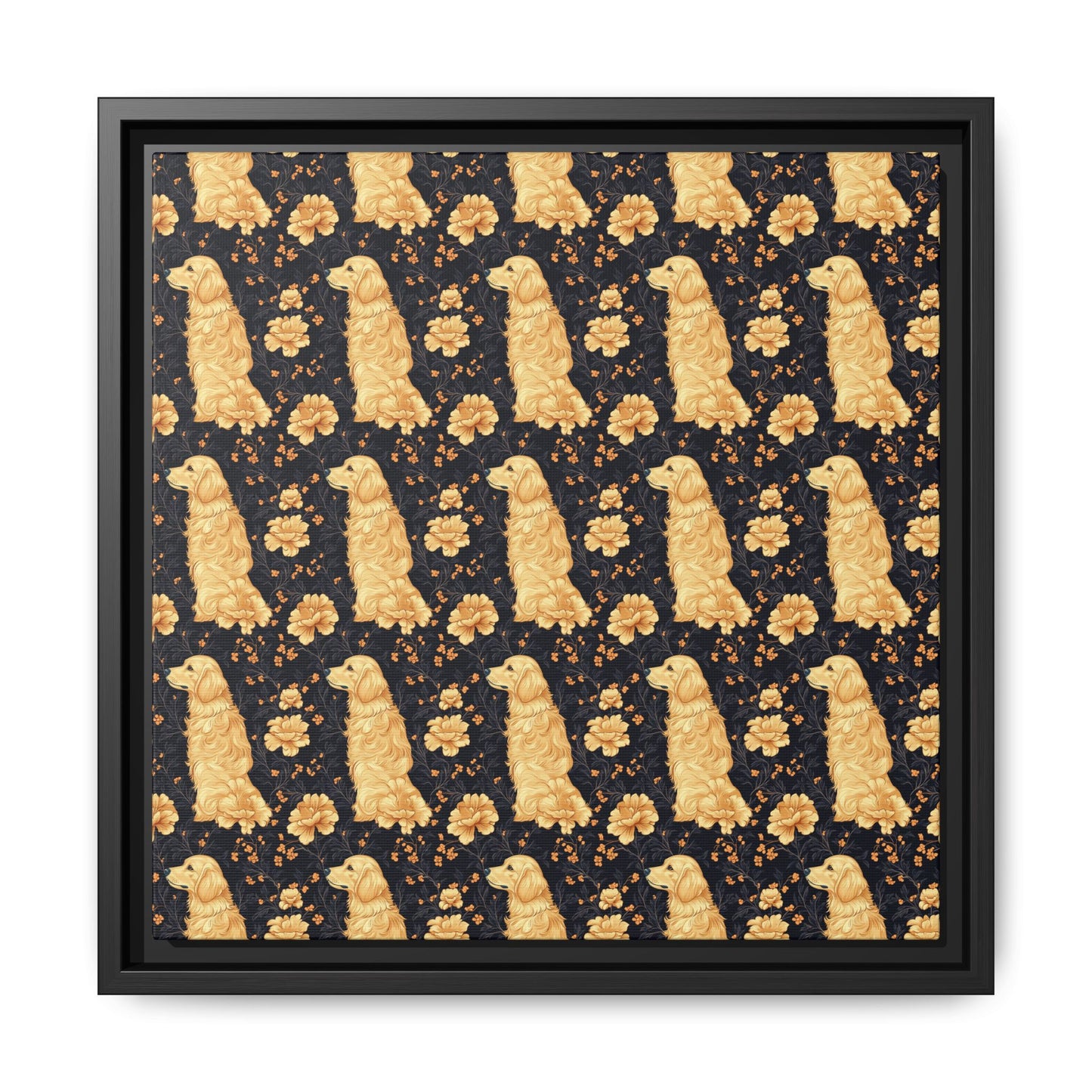 Golden Paws Floral Frenchie Matte Canvas, Framed