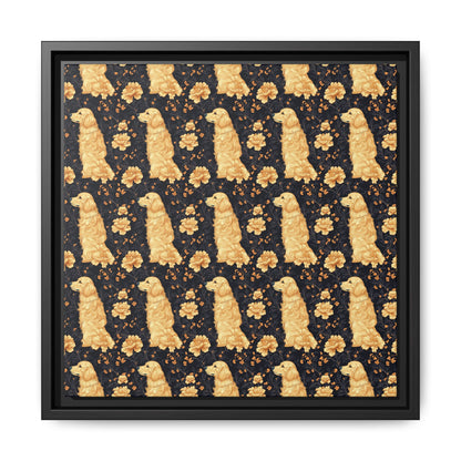 Golden Paws Floral Frenchie Matte Canvas, Framed