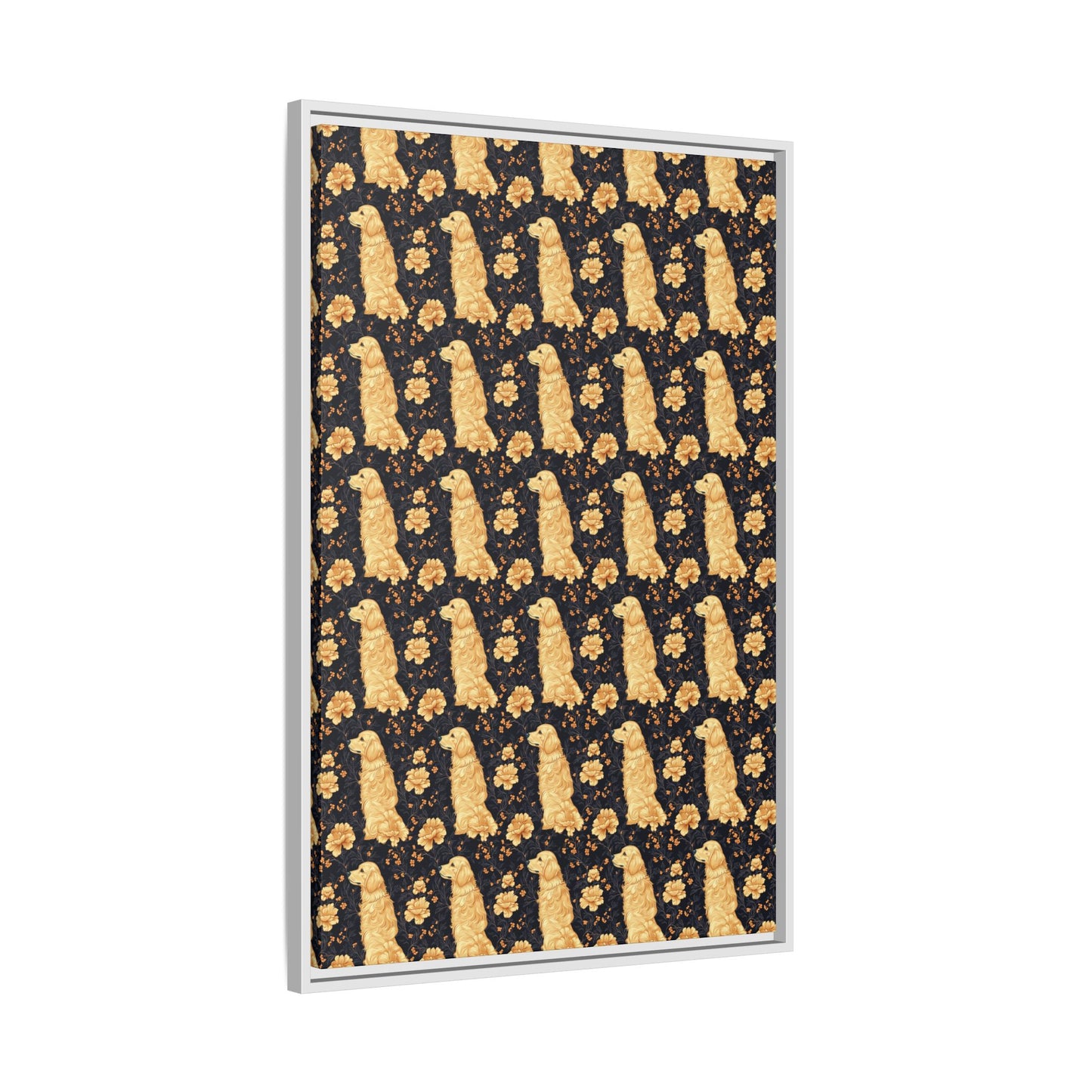 Golden Paws Floral Frenchie Matte Canvas, Framed