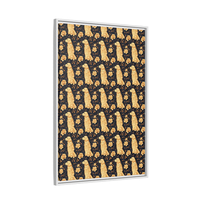 Golden Paws Floral Frenchie Matte Canvas, Framed